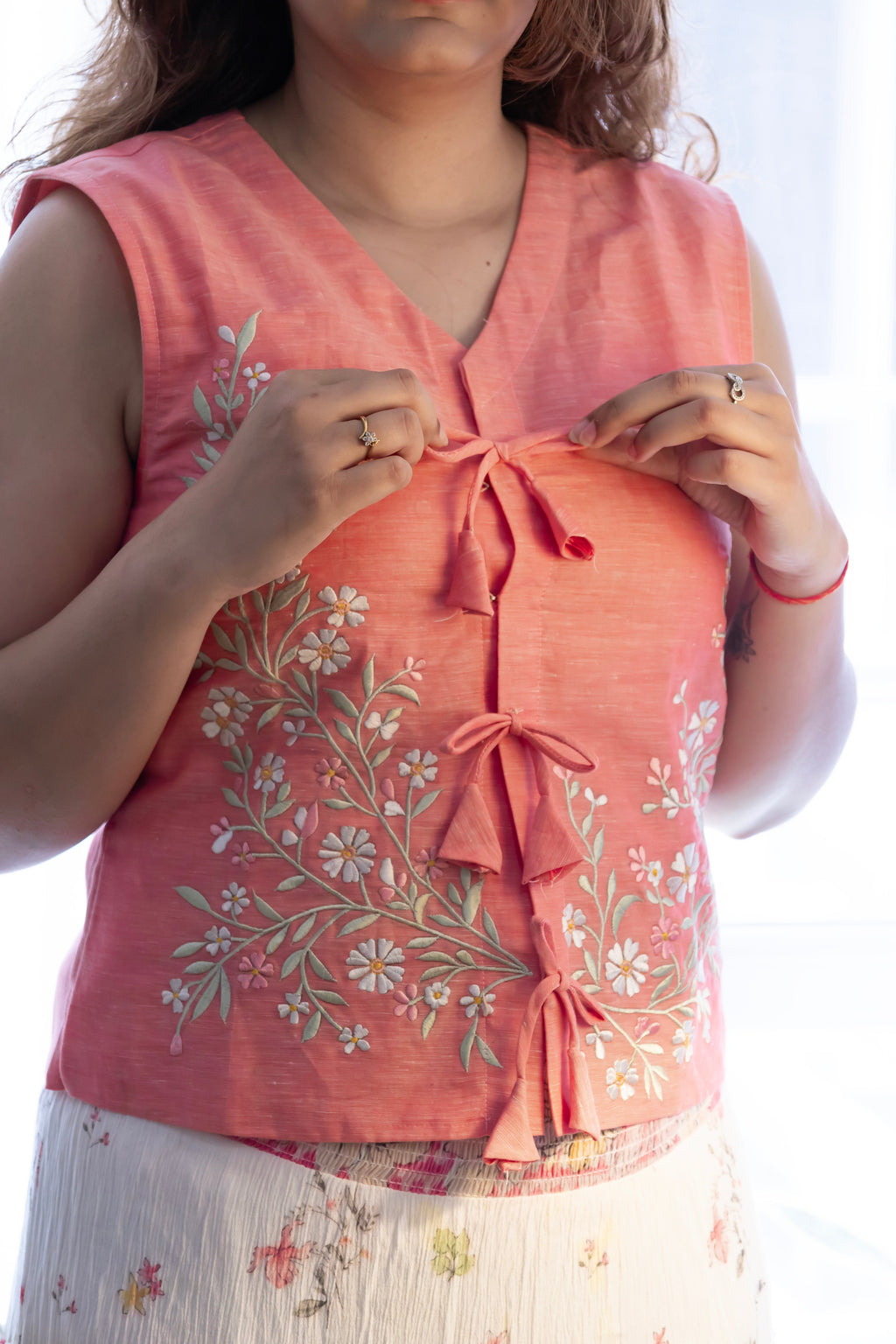 Vasara | By Vreya | Embroidered Vest | Blush Pink
