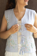 Vasara | By Vreya |  Embroidered Vest | Powder Blue