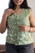 Vasara | By Vreya | Embroidered Vest | Sage Green