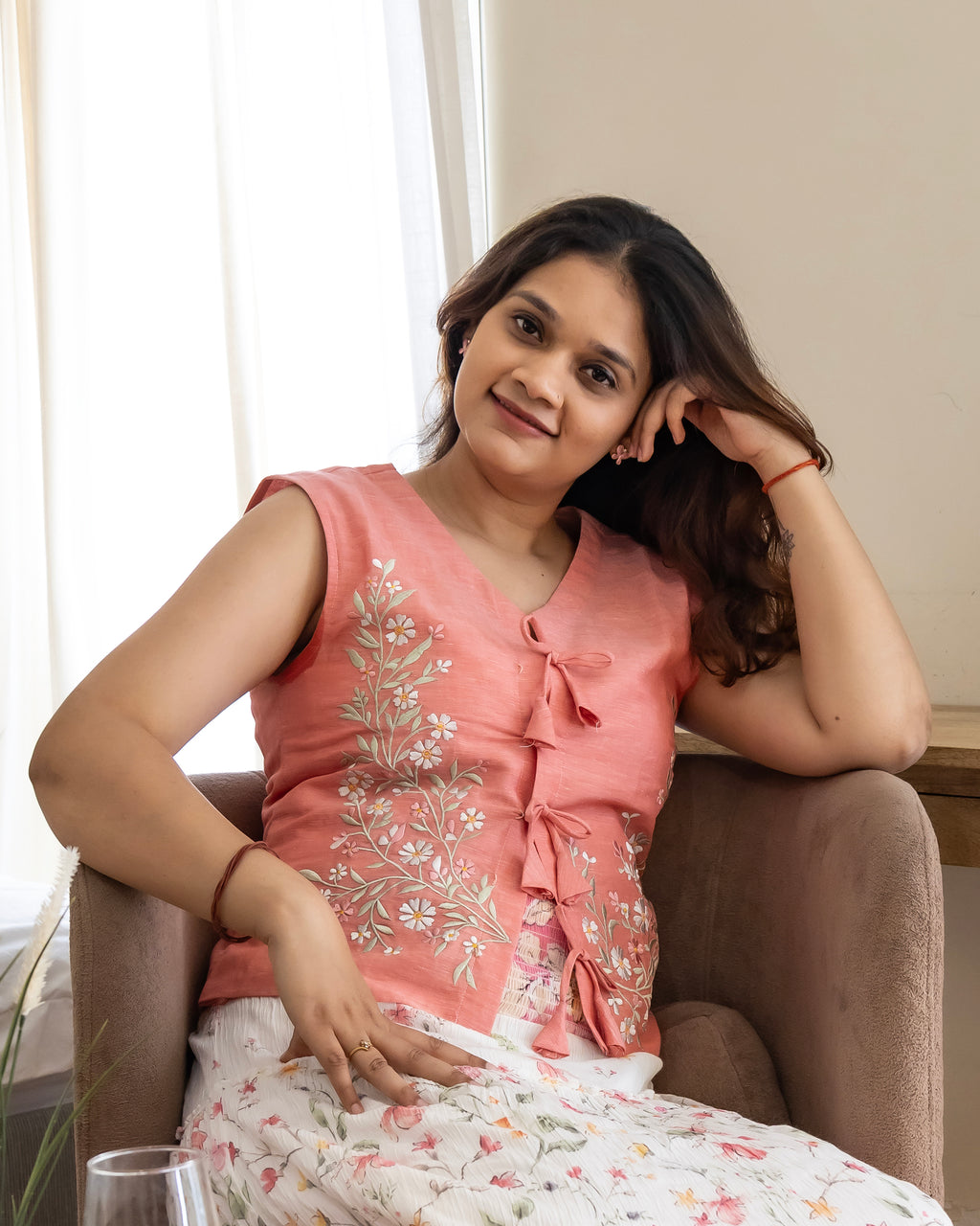 Vasara | By Vreya | Embroidered Vest | Blush Pink